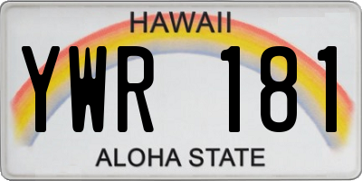 HI license plate YWR181