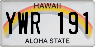HI license plate YWR191