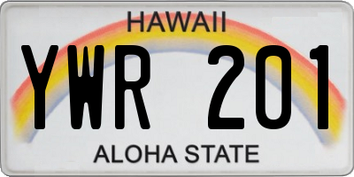 HI license plate YWR201