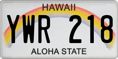 HI license plate YWR218