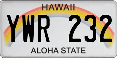 HI license plate YWR232