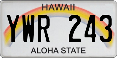 HI license plate YWR243
