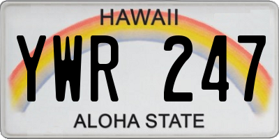 HI license plate YWR247