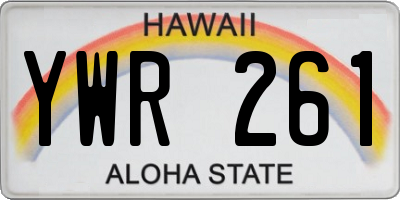 HI license plate YWR261