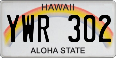 HI license plate YWR302