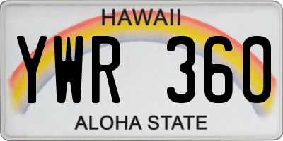 HI license plate YWR360