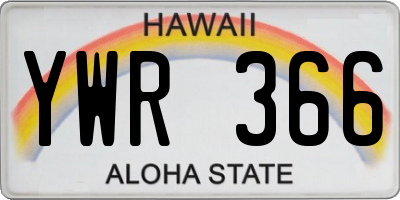 HI license plate YWR366