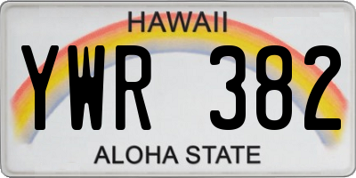 HI license plate YWR382