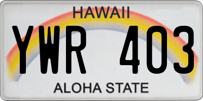 HI license plate YWR403