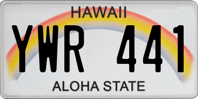 HI license plate YWR441