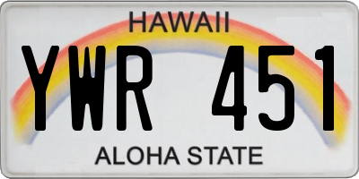 HI license plate YWR451