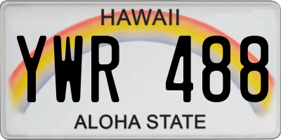 HI license plate YWR488