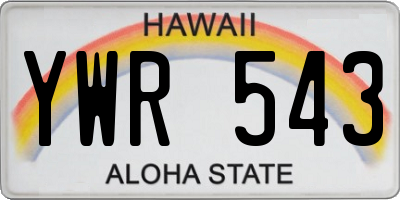 HI license plate YWR543