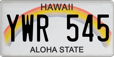 HI license plate YWR545