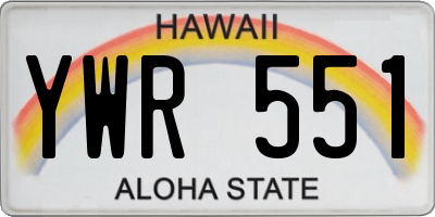 HI license plate YWR551