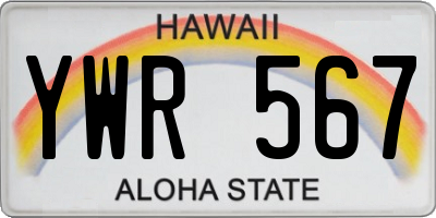 HI license plate YWR567