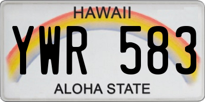 HI license plate YWR583