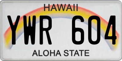 HI license plate YWR604