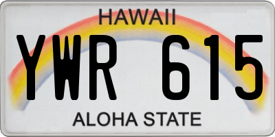 HI license plate YWR615