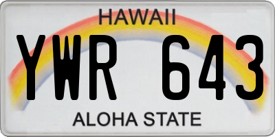 HI license plate YWR643