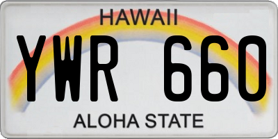 HI license plate YWR660