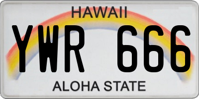 HI license plate YWR666