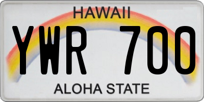 HI license plate YWR700
