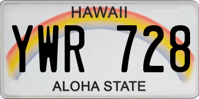 HI license plate YWR728