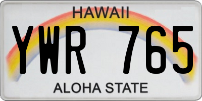 HI license plate YWR765
