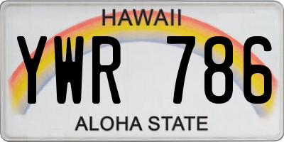 HI license plate YWR786