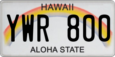 HI license plate YWR800