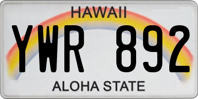 HI license plate YWR892