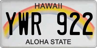 HI license plate YWR922
