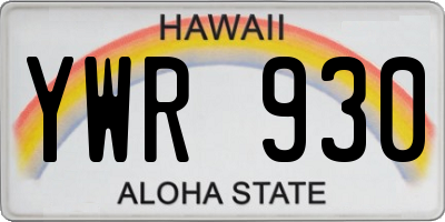 HI license plate YWR930