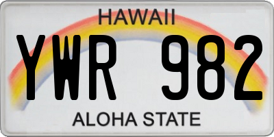 HI license plate YWR982