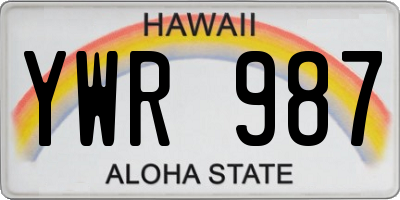 HI license plate YWR987