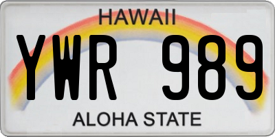 HI license plate YWR989