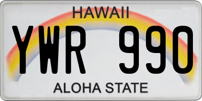 HI license plate YWR990