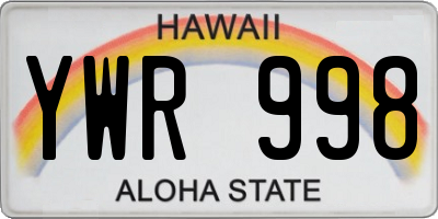 HI license plate YWR998