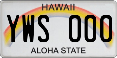 HI license plate YWS000