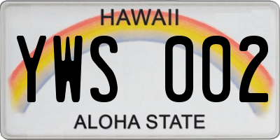 HI license plate YWS002