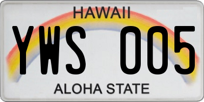 HI license plate YWS005