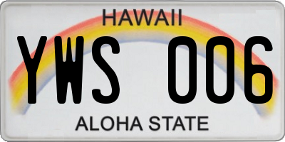 HI license plate YWS006
