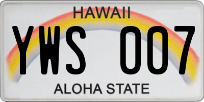 HI license plate YWS007