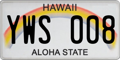 HI license plate YWS008