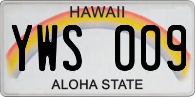 HI license plate YWS009