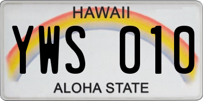 HI license plate YWS010