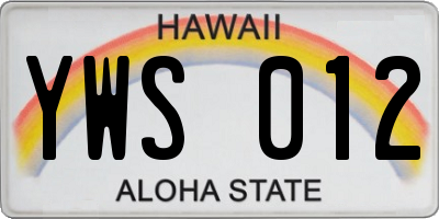 HI license plate YWS012