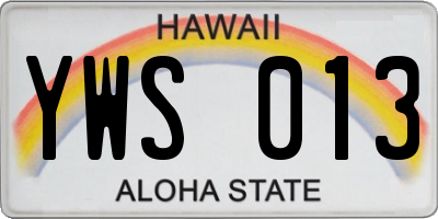 HI license plate YWS013