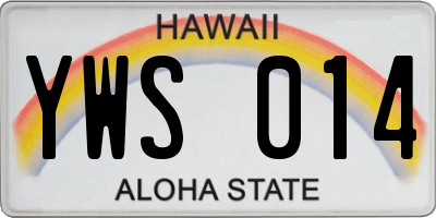 HI license plate YWS014